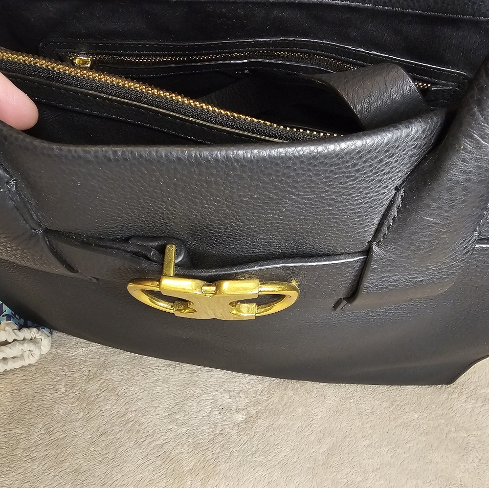 Tory Burch Gemini Black Pebbled leather medium Tote - Picture 2 of 14